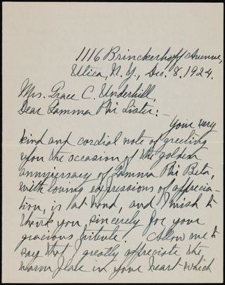 Helen M. Dodge Ferguson to Grace C. Underhill Letter, December 8, 1924