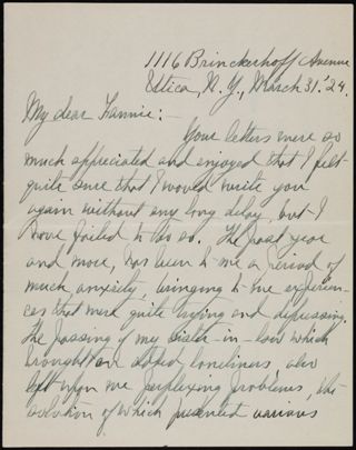 Helen D. Ferguson to Fannie Letter, March 31, 1924