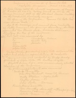 Conference of Province III of Gamma Phi Beta, March 29-30, 1947