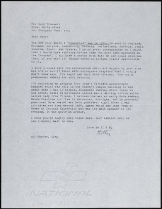 Betty Olsen to Mary Trussell Letter