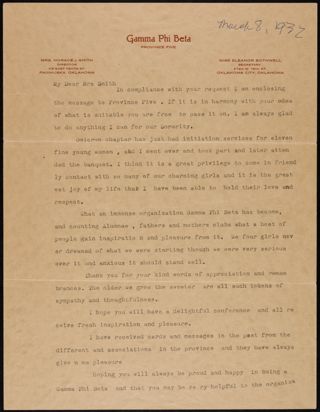 Frances E. Haven Moss to Mrs. Smith Letter, March 8, 1932