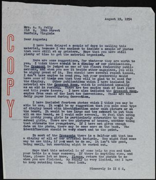 Unknown to Augusta Letter, August 19, 1954