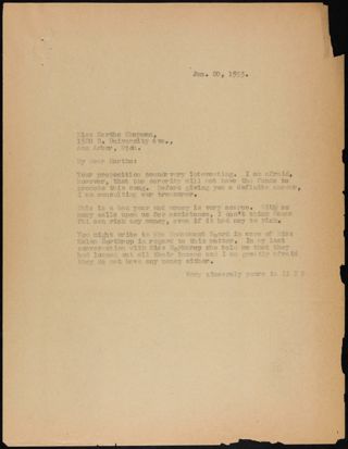 Charlotte Bruce Robertson White to Martha Letter, January 20, 1933
