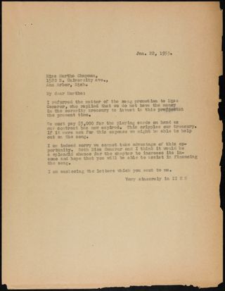 Charlotte Bruce Robertson White to Martha Letter, January 22, 1933