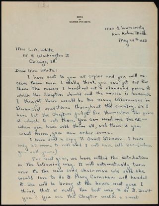 Martha Chapman to Mrs. White Letter, May 25, 1933