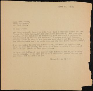 Charlotte Bruce Robertson White to Jane Letter, April 17, 1933