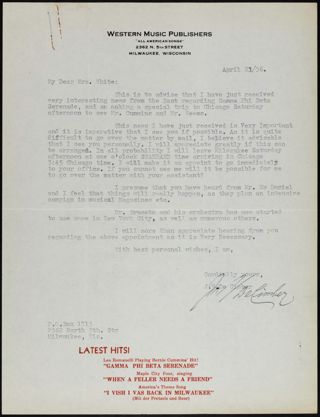 J.V. DeCimer to Mrs. White Letter, April 21, 1936