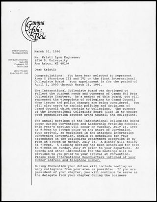 Joey L. Stiver to Kristi Letter 1, March 30, 1990