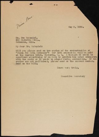 Charlotte Bruce Robertson White to Mr. McDaniel Letter, May 5, 1936