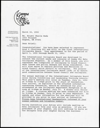 Joey L. Stiver to Kristi Letter 2, March 30, 1990