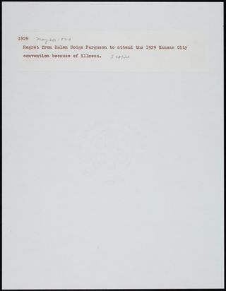 Helen Dodge Ferguson to Miss Gresham Letter, May 20, 1929