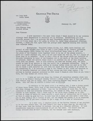 Penny Simonson to Eleanor Sieg Letter, February 15, 1967