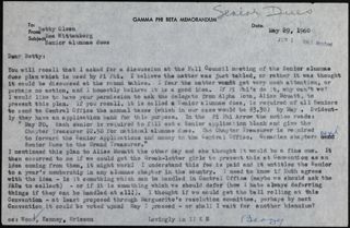 Bea Wittenberg to Betty Olsen Letter, May 29, 1960