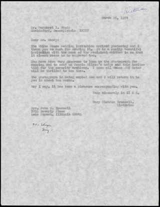 Mary Glendon Trussell to Dr. Handy Letter, March 26, 1974