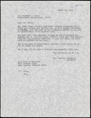 Mary Glendon Trussell to Dr. Handy Letter, March 26, 1974