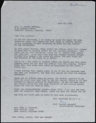 Mary Trussell to Mrs. Collier Letter, June 23, 1971