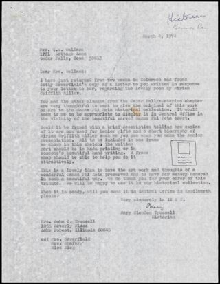 Mary Trussell to Mrs. Wallace Letter, March 4, 1974