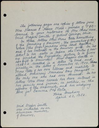 Material Concerning the Founding of Gamma Phi Beta Binder, Page 50