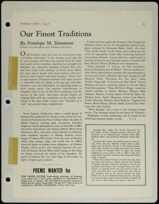 Our Finest Traditions Magazine Clipping, February 1940