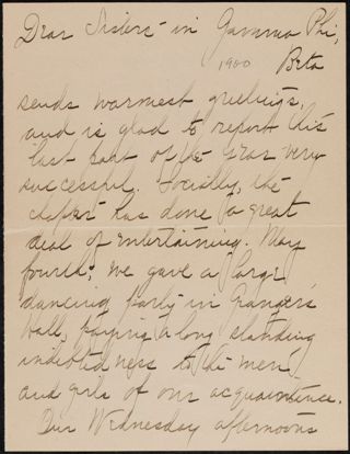 Ruth H. Burrington to Alice Rockwell Letter, 1900