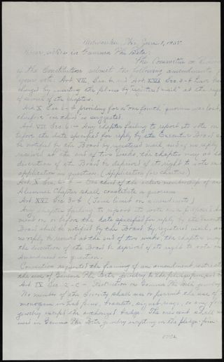 Gertrude C. Ross to Sisters in Gamma Phi Beta Letter, June 1, 1905