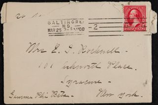 Emma Beulah Hayes to Mrs. E.J. Rockwell Letter, March 25, 1900