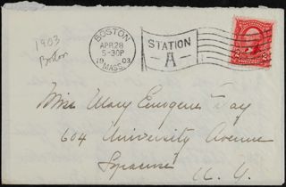 Katharine Aldrich Whiting to Mary Day Letter, April 28, 1903