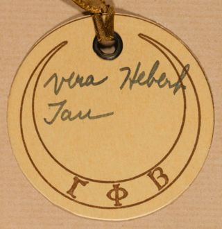 Vera Hebert Name Tag, 1929