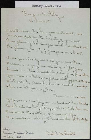 For Your Birthday: A Sonnet, 1934