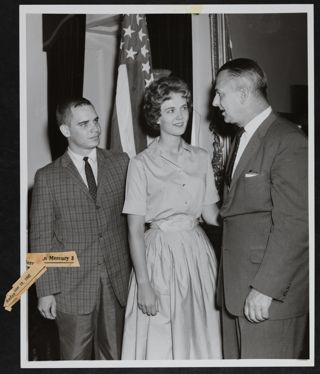 Junior Prom Queen Carmen Anderson and Two Men Photograph, June 18, 1961