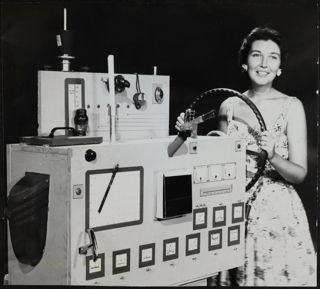 June Morgan Young and Her Riddle Machine Photograph