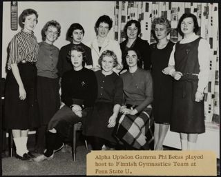 Alpha Upsilon Chapter Hosting Finnish Gymnastic Team Photograph