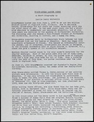 Grace-Adele Lasher Berry: A Short Biography, c. 1974