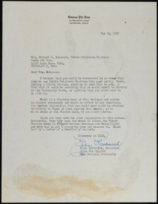 Ellen Ratkovich to Mrs. Makansan Letter, May 24, 1959