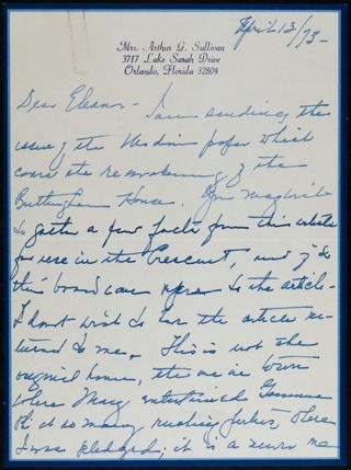 Daisy Sullivan to Eleanor Letter, April 13, 1973