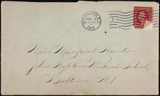 Jessie Woodrow Wilson Sayre to Margaret Handy Envelope, November 5, 1913