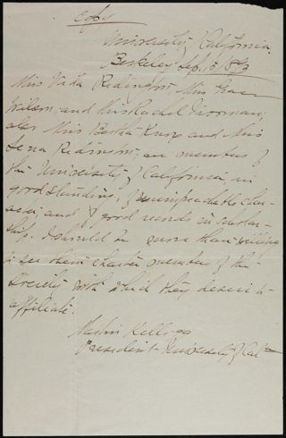 Martin Kellogg to Unknown Letter, September 15, 1893