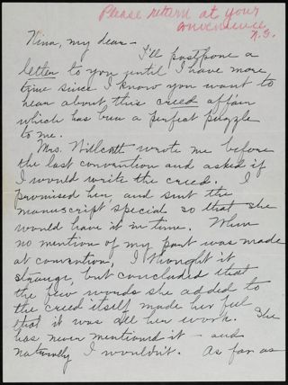 Lindsey to Nina Letter, September 1, 1950