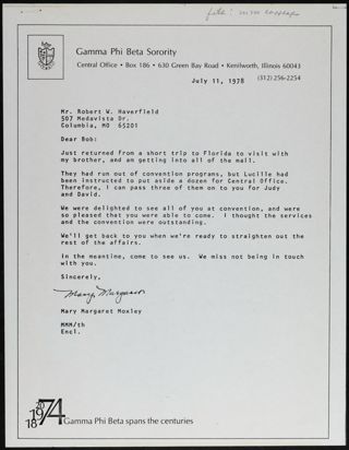 Mary Margaret to Bob Letter, July 11, 1978