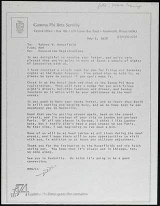 MMM to Robert W. Haverfield Memo, May 5, 1978