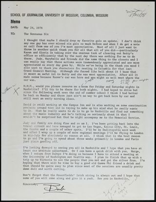 Bob to the Sensuous Six Memo, May 24, 1978