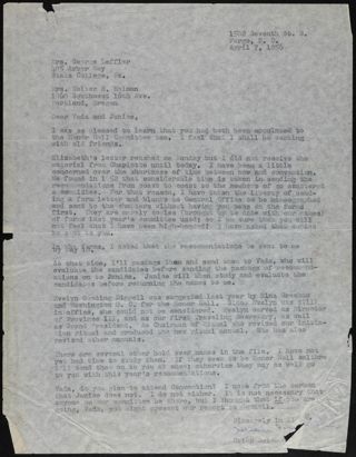 Helen Solem Sand to Vada and Janice Letter, April 7, 1956