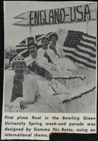 First Place Float in the Bowling Green University Spring Weekend Parade Newspaper Clipping