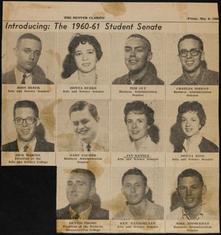 Introducing: The 1960-61 Student Senate Newspaper Clipping, May 6, 1960