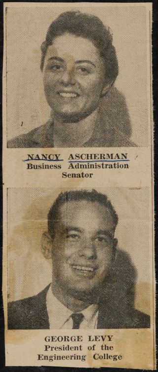 Nancy Ascherman Business Administration Senator Newspaper Clipping, c. 1960