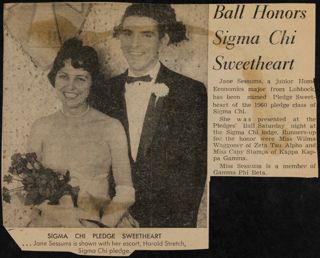 Ball Honors Sigma Chi Sweetheart Newspaper Clipping