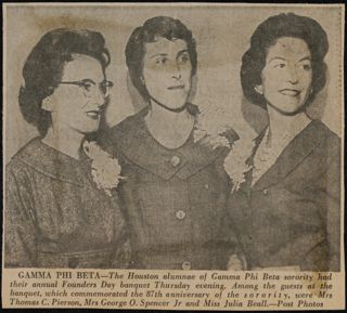 Gamma Phi Beta—The Houston Alumnae...Newspaper Clipping, c. 1961