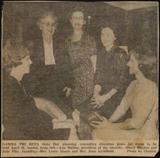 Gamma Phi Beta State Day Newspaper Clipping
