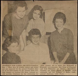 Chairmen for Gamma Phi Beta Founders Day Newspaper Clipping