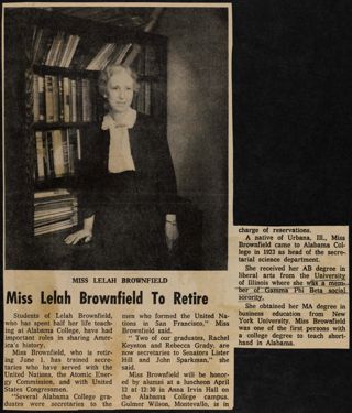 Miss Lelah Brownfield to Retire Newspaper Clipping